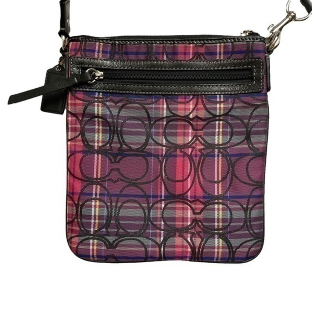 Coping purple plaid swingpack crossbody bag